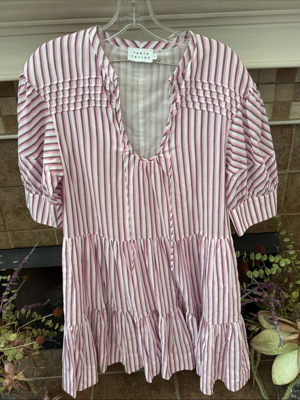 Tanya Taylor Calyn Stripe A Line Mini lined tiered  Dress